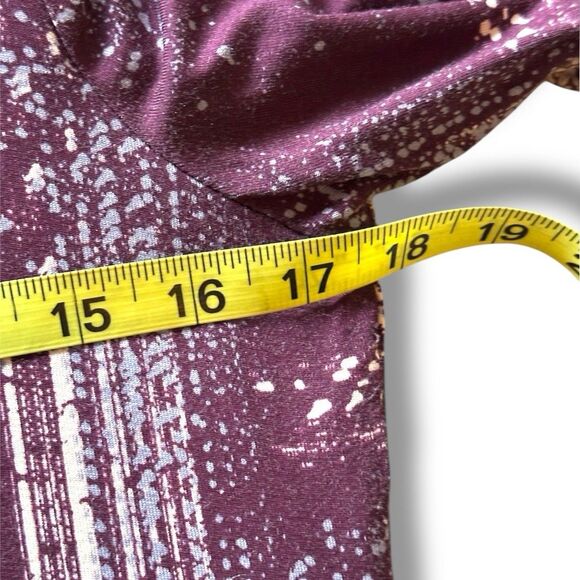 Logo By Lori Goldstein Long Sleeve Lace Hem Tunic Top Purple Gray Abstract XS - Picture 6 of 7